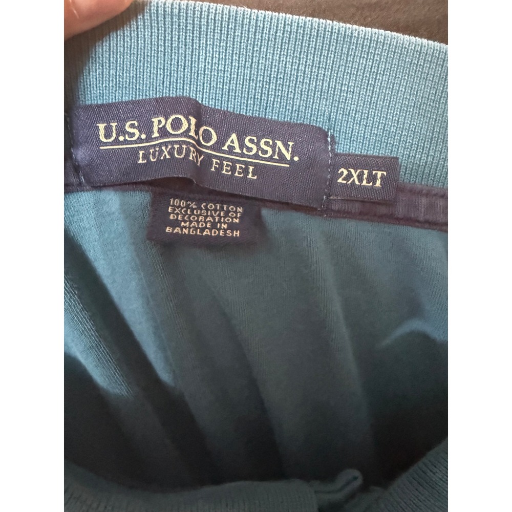 US Polo Assn Mens 2XLT Blue Luxury Feel Short Sleeve Cotton Polo Shirt Tall - Picture 6 of 6